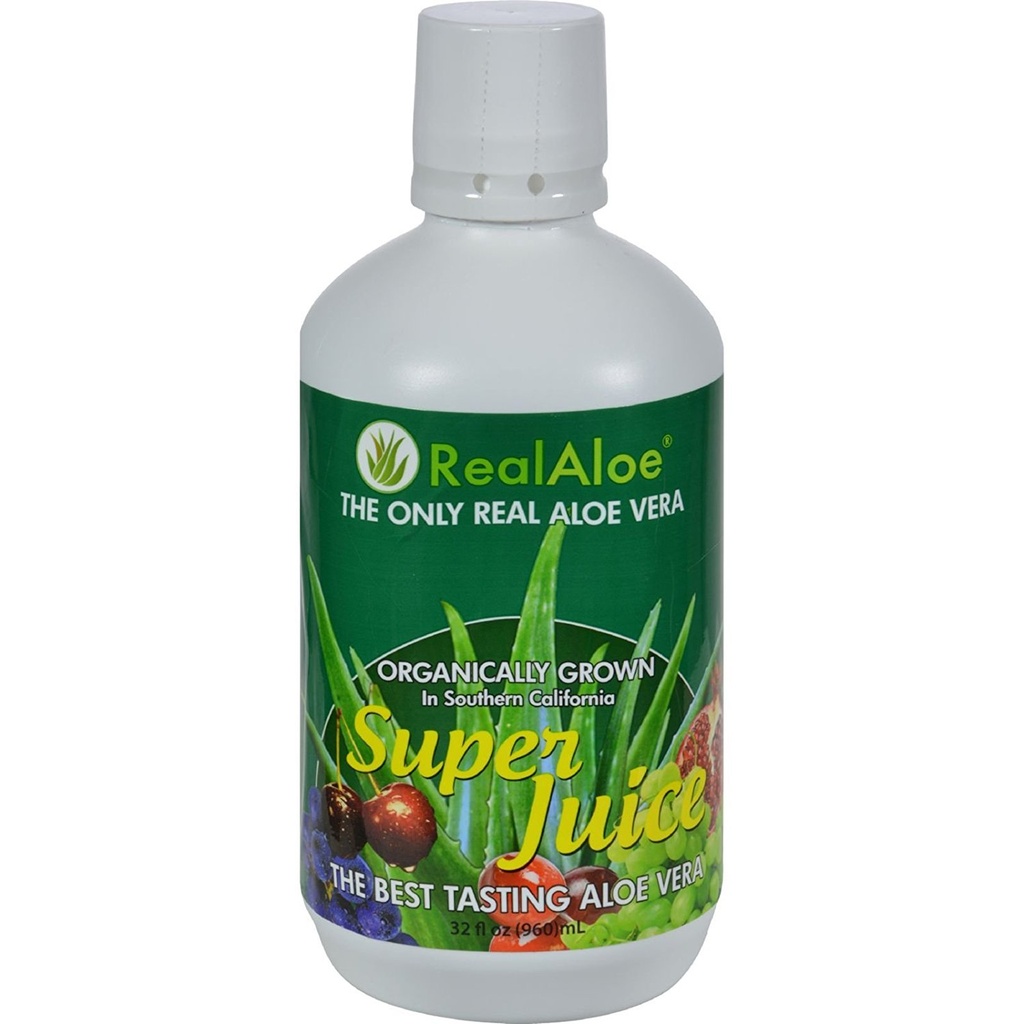 Real Aloe Aloe Vera Super Jus - Bioly Grown - No Bitter Taste - 32 fl oz (paquet de 4)