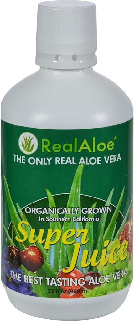 Real Aloe Aloe Vera Super Jus - Bioly Grown - No Bitter Taste - 32 fl oz (paquet de 4)