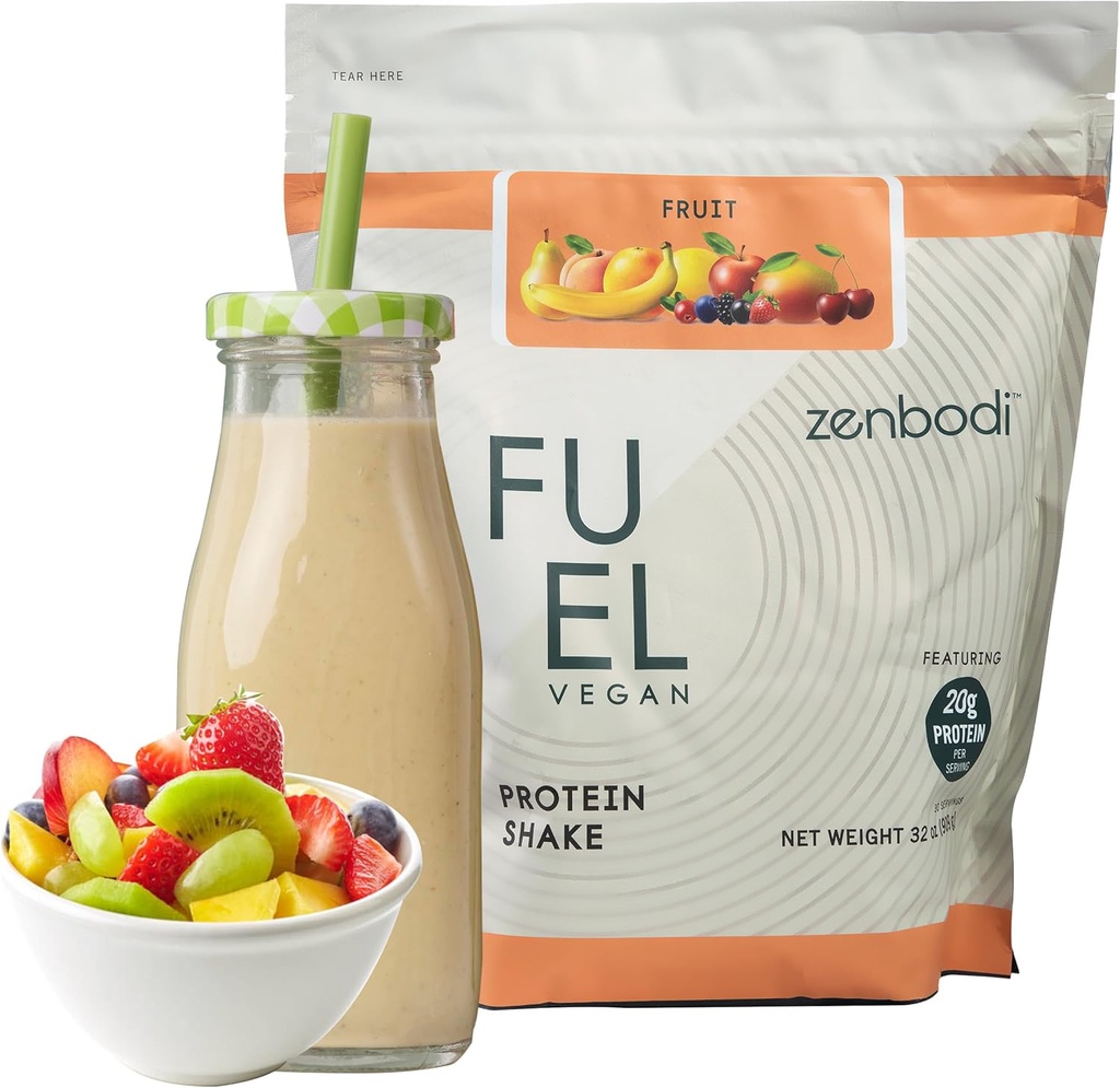 Fuel Vegan Protéine Poudre Fruit Flavor - 21g de protéines Chaque portion, Delicious Plant-Based Blend pour la croissance musculaire, Fabriqué à partir de pois, avec Vegan D3, Pas de saveurs artificielles, sans gluten