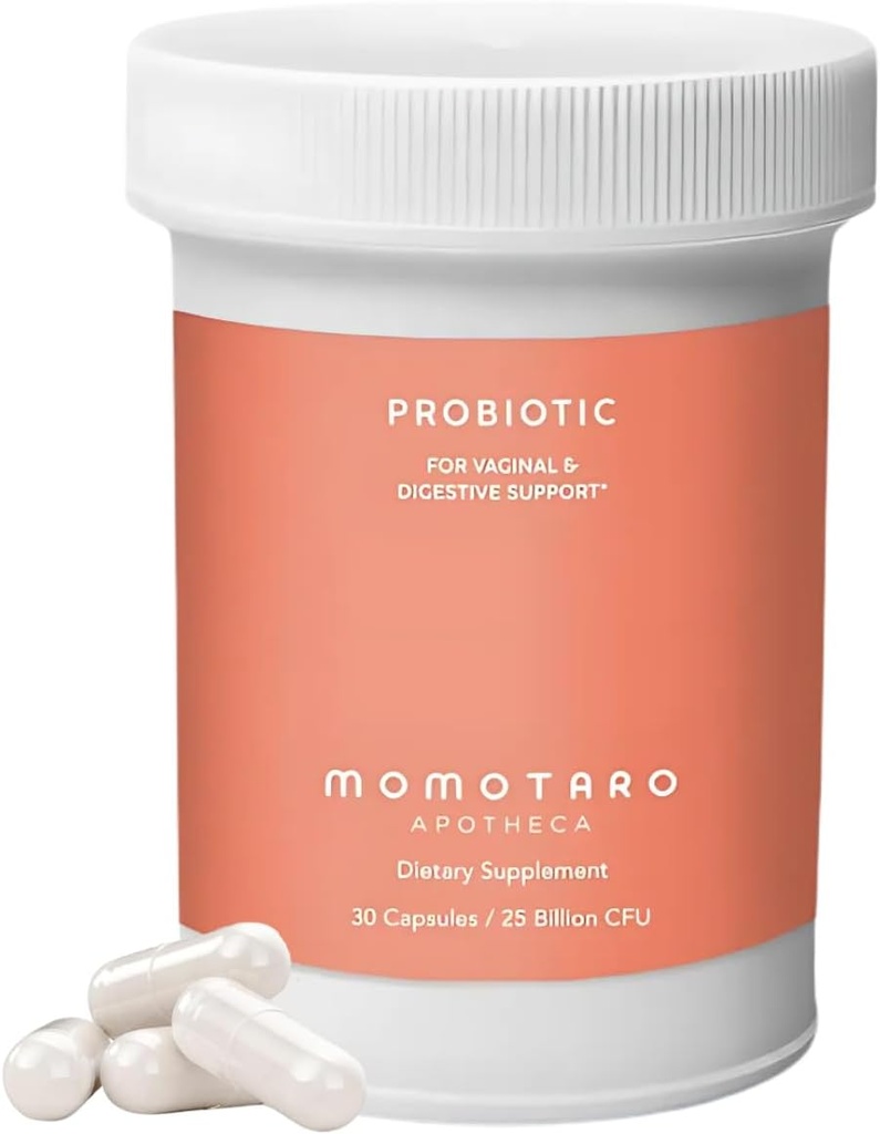 MOMOTARO APOTHECA Probiotiques organiques pour les femmes supplément vaginal et digestif, 25 milliards CFU - Prébiotiques et Lactobacillus suppléments de mélange - Féminine saine odor et flore vaginale - 30 capsules