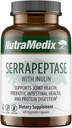 NutraMedix Serrapeptase Supplement with Proteolytic Digestive Enzymes for Women & Men - Inulin Prebiotic Fiber for Gut Health & Joint Support - Dairy, Soy & Gluten-Free (120 Capsules)