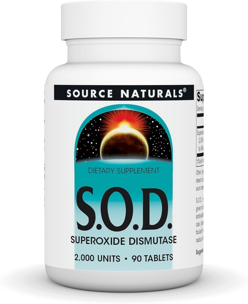 Source Naturals S-O-D, Superoxyde Dismutase - Supplément alimentaire - 90 comprimés