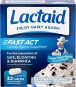 Lactaid Fast Act Caplets de soulagement de l'intolérance à la lactose avec Enzyme de lactase, 32 Packs de voyage de 1-ct.