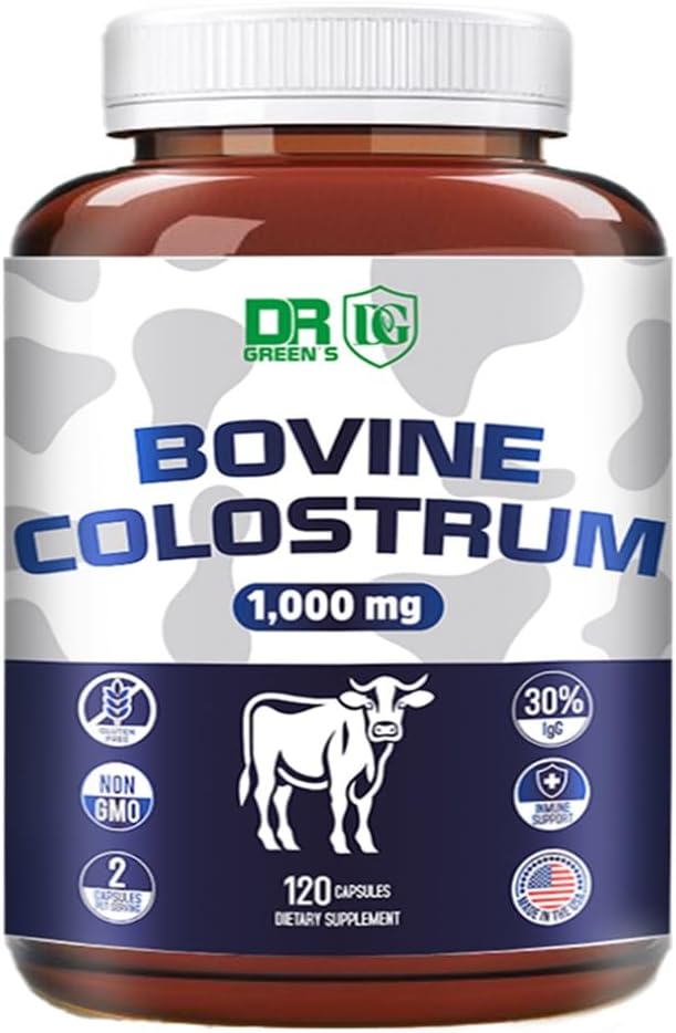 Supplément de colostrum VITAMISAN, 120 gélules, 1 000 mg par portion, 30 % d'IgG Immunoglobulines, Bovine Colostrum Capsules en poudre Non-OGM, sans gluten, États-Unis Source :