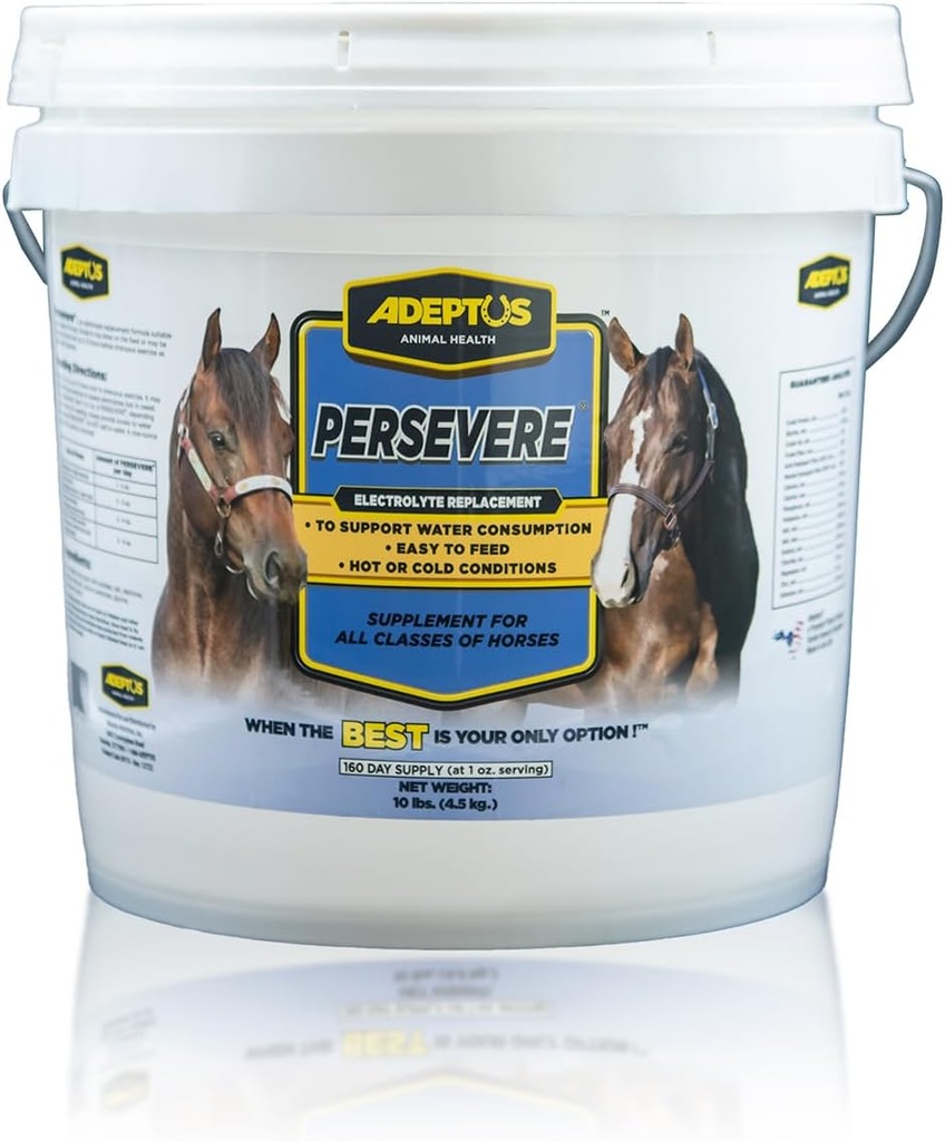 Adeptus Nutrition persévére supplément d'électrolyte pour toutes les catégories de chevaux, soutient l'hydratation, formule équilibrée pour le remplacement de la sueur, base de levure prébiotique, poudre facile à nourrir, 10 Lbs