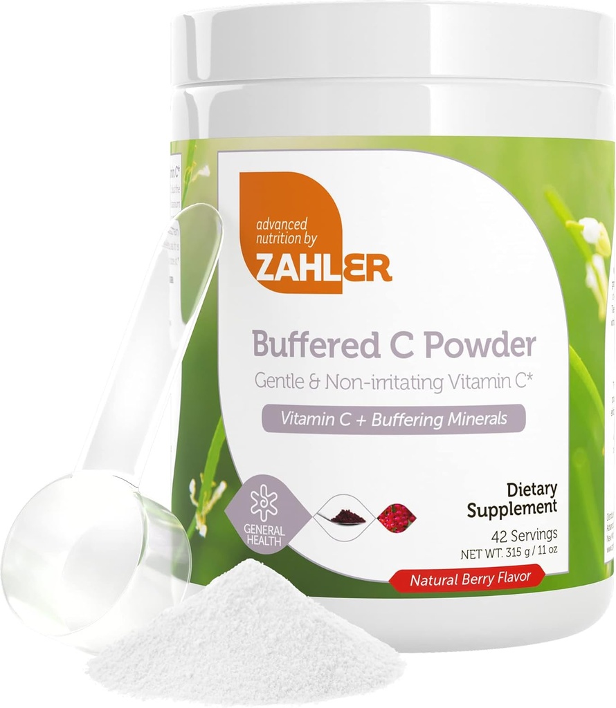 Poudre de vitamine C tamponnée de Zahler - Acide ascorbique Vitamine C avec Calcium, Magnésium, Potassium Ascorbate Minéraux tamponnant - Kosher Berry Flavor Non-OGM Vitamine C Mélange de boisson antioxydante - 11 Oz