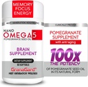 Supplément de grenade nano CLINIQUEMENT prouvé Supplément cerveau avec anti-vieillissement, Nanotech livre 100 fois la puissance de l'huile de graines de grenade sous sa forme naturelle, 1 bouteille 60ct