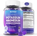 Gommies de magnésium de potassium - Supplément de potassium avec/Ashwagandha 200mg, Glycinat de magnésium,B6,B12,Citrate de P-otassium pour les crampes de jambe, Muscle,Electroyte pour les adultes enfants,Sans sucre,1Pack