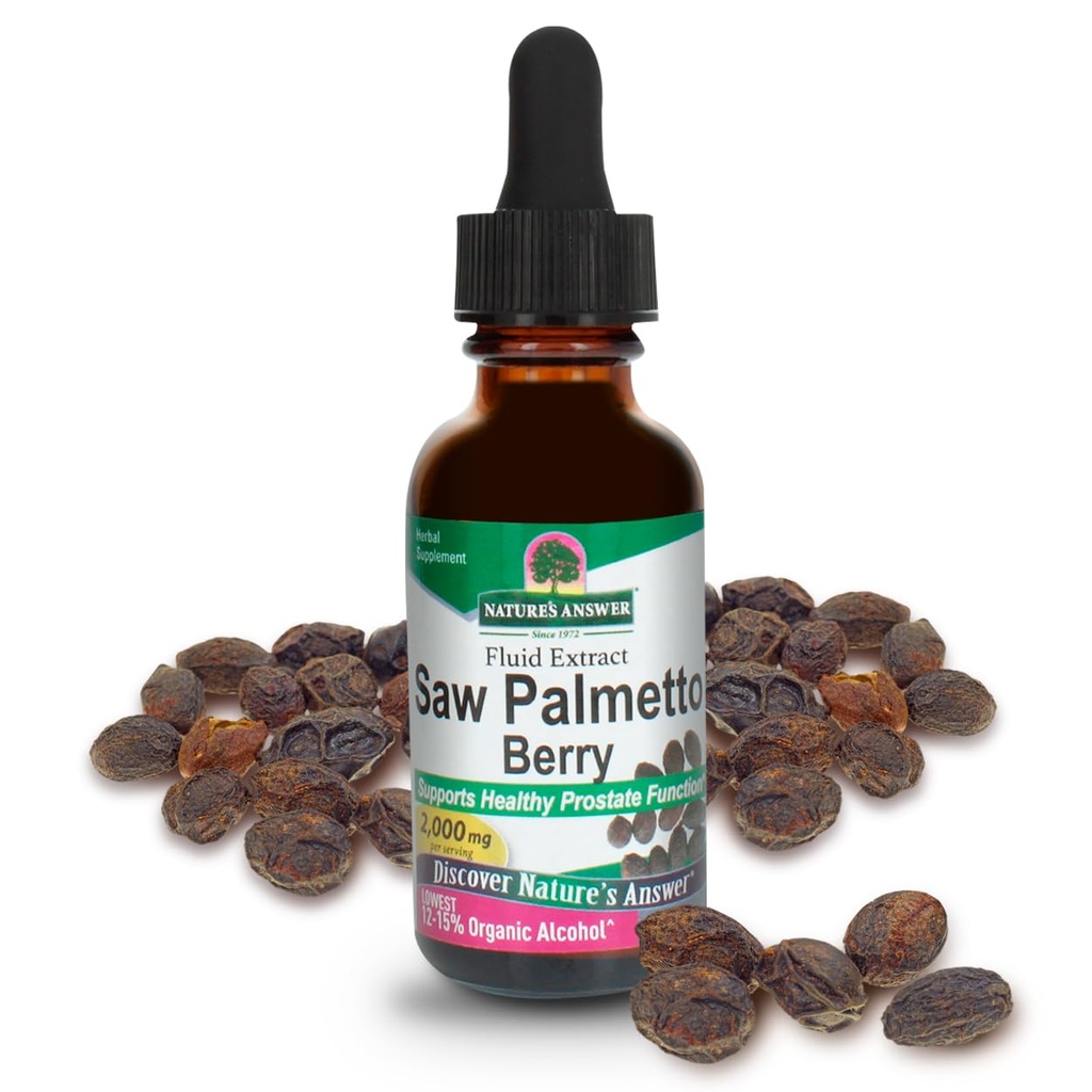 Réponse de la nature Saw Palmetto Berry extrait supplément à base de plantes avec de l'alcool biologique, 1-Fluid Ounce