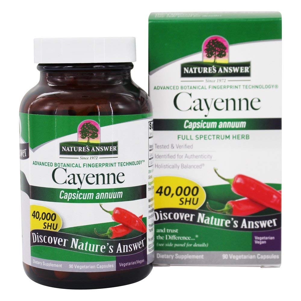 Nature's Answer Cayenne Pepper Powder Capsule Supplement, 90-Count.