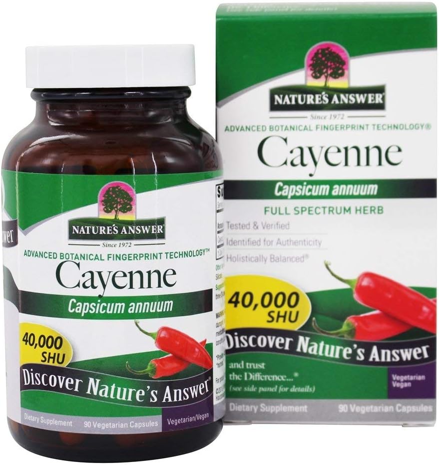 Nature's Answer Cayenne Pepper Powder Capsule Supplement, 90-Count.