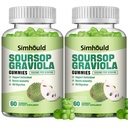 2 Pack Gommies de Soursop Graviola - 3000mg Supplément de Soursop extra-fort avec vitamine C, zinc - Aide digestive, soutien immunitaire et antioxydant - sans sucre, non-OGM, végétalien, 120 comtes