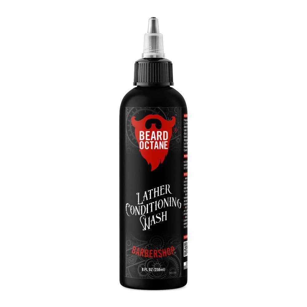 Octane: Barbershop Laver les barbes - Shampooing à 8 oz - Nettoie et hydrate les barbes avec beurre de karité - Plus doux - Fabriqué aux États-Unis