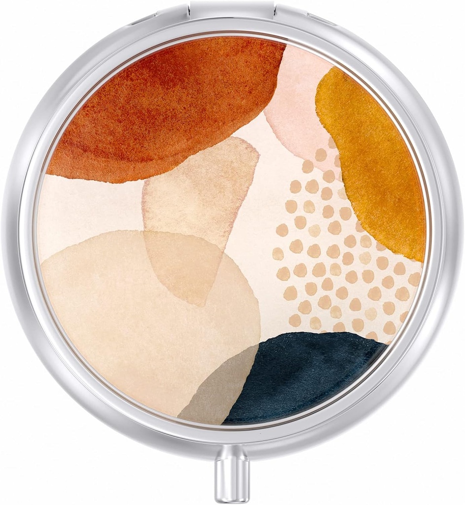 Cas de pilules, boîte à pilules de voyage mignon pour la purse, preuve d'humidité petit détenteur de médicament, Portable Pocket Medicine Organisateur Distributeur pour tenir les vitamines, huile de foie de morue, suppléments, simple résumé Art