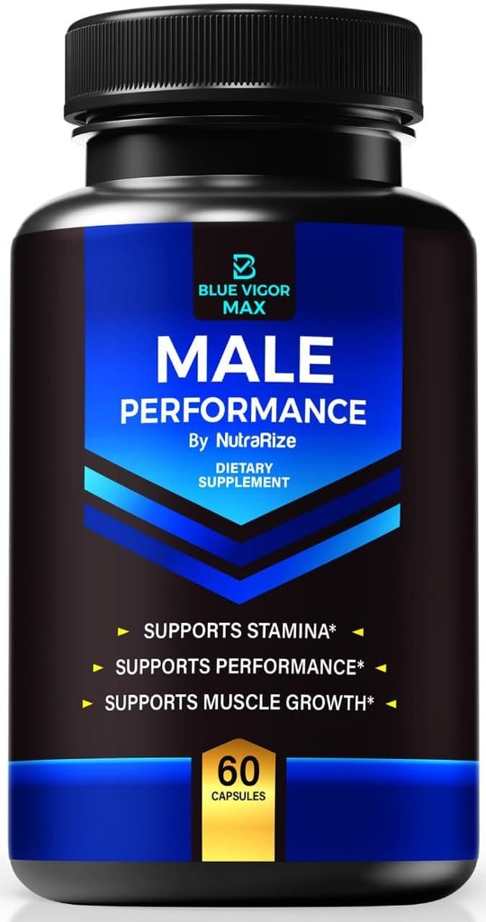 Blue Vigor Max Pills pour hommes, formule tout-naturelle pour la condition physique masculine et l'endurance, capsules Premium pour la nutrition quotidienne, la performance et l'énergie, supplément officiel pour l'homme (60 capsules)