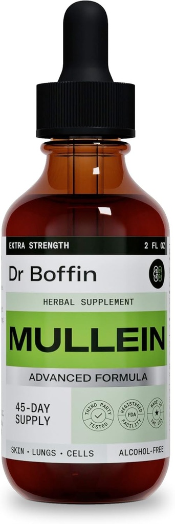 Mullein Leaf Liquid Extract 2 FL OZ - Extra Strengthde Formule avancée - Supplément naturel Teinture liquide - Lung Cleanse et Detox - La santé respiratoire et le soutien immunitaire gouttes