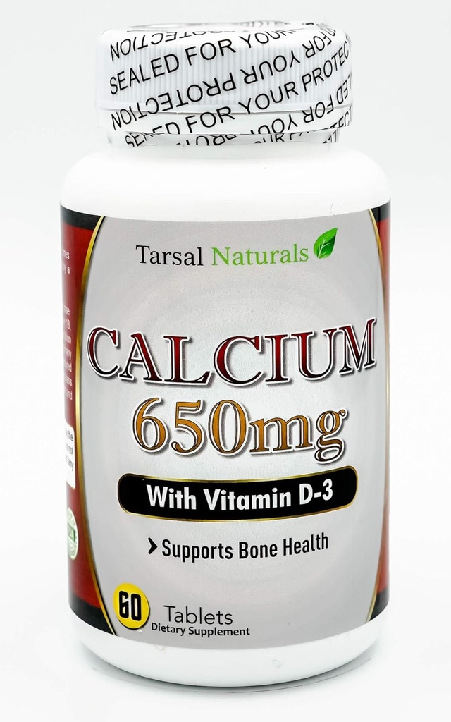 Calcium Plus Vitamine D3 60 Comprimé Tous les naturels soutient la santé osseuse Bon pour les aînés Grossesse et ménopause Fabriqué aux États-Unis Sans gluten FDA Installation enregistrée Non OGM