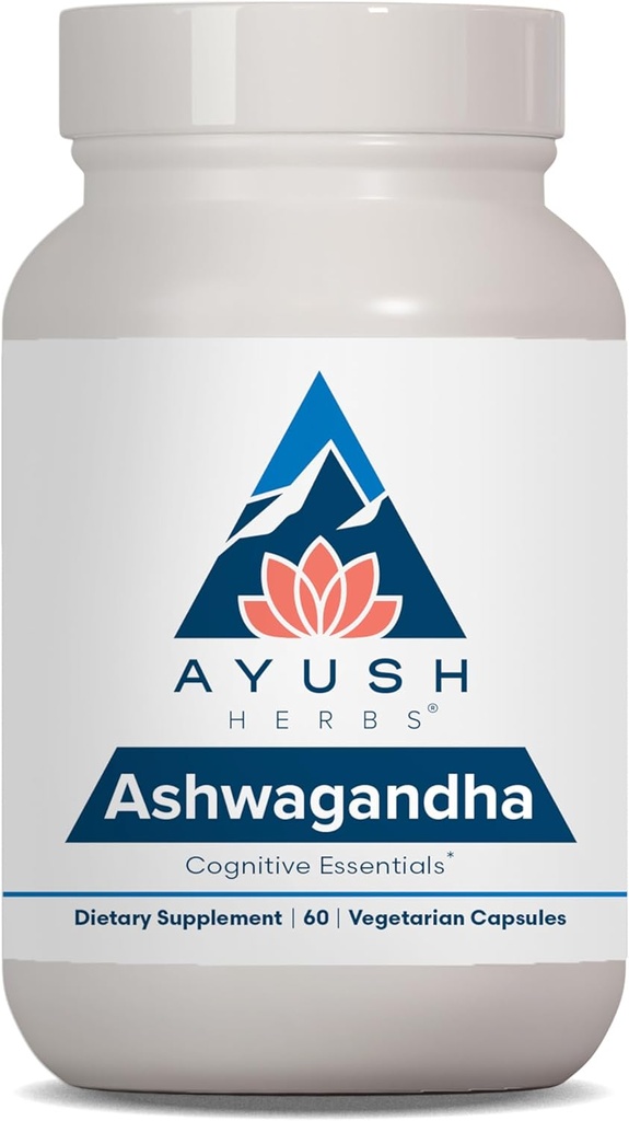 Capsules Ayush Herbes Ashwagandha - Ashwagandha pour hommes et femmes, Suppléments Ashwagandha, Poudre de racine pure Ashwagandha pour le stress, 500mg par pilule - 60 Caplets végétariens (1 comte)