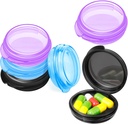 Patelai 6 Packs Small Pill Organizer Box, Travel Pill Container Portable Daily Mini Medicine Case Holder for Pocket Purse Briefcase Travel Medicine Cod Liver Oil Storage Box(Black, Purple, Blue)