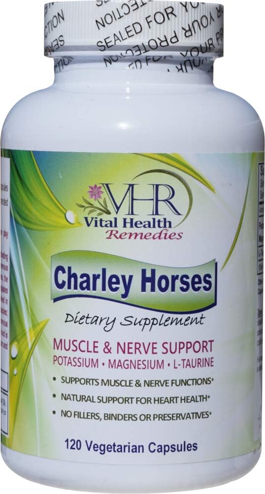VHR Charley Horses Complet Muscle et Nerve Support Formule sans réserve avec Potassium, Magnésium et L-Taurine. 120 Capsules végétariennes.
