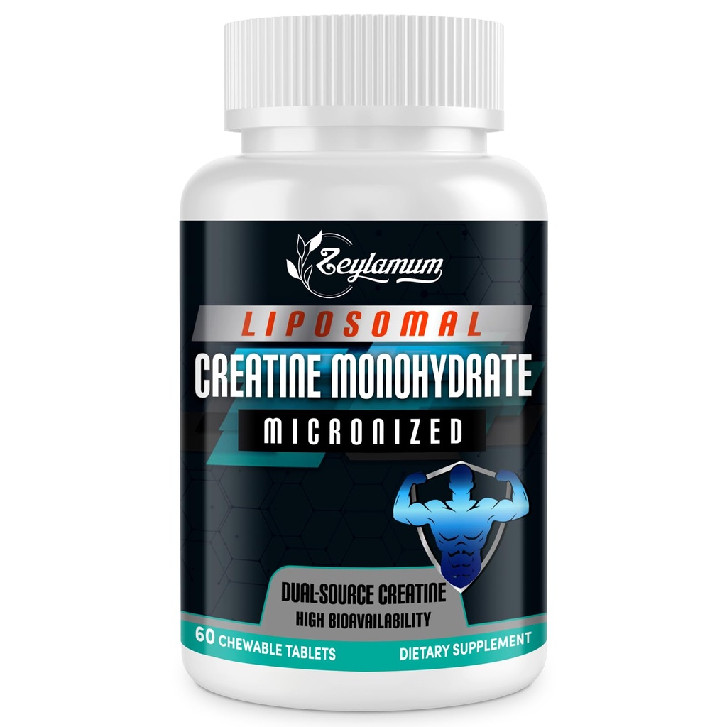 Creatine Chews Comprimés pour hommes et femmes, Créatine monohydratée, 99% Absorption avec Liposomal & Micronized, 30 portions