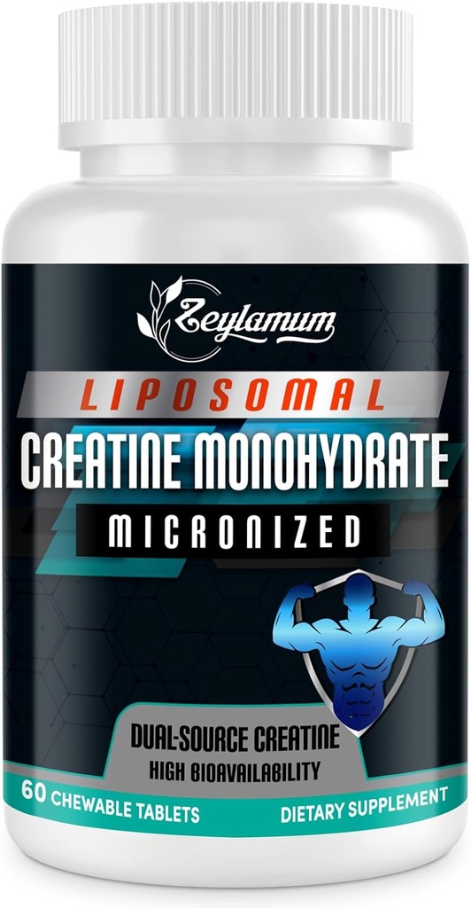 Creatine Chews Comprimés pour hommes et femmes, Créatine monohydratée, 99% Absorption avec Liposomal & Micronized, 30 portions