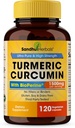 Sandhu Herbals Curcumin Curcumin 120 Capsules avec supplément d'extrait de poivre noir Bioperine avec 95% Curcuminoids