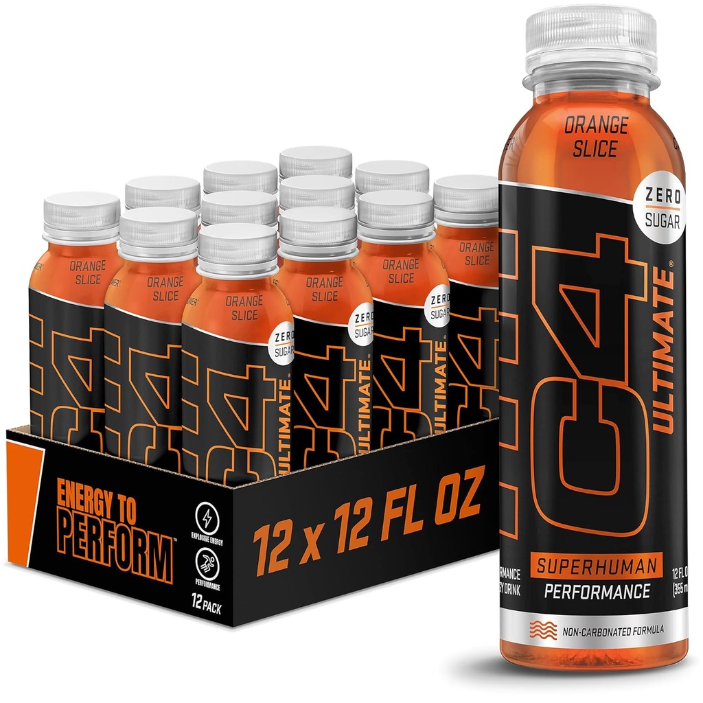 Cellucor C4 Ultimate Non-Carbonated Zero Sugar Energy Drink, Pre Workout Drink + Beta Alanine, 12 Fl Oz (paquet de 12)