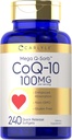 Carlyle CoQ10 100mg. 240 Softgels Mega Q-Sorb Coenzyme Q-10. avec extrait de poivre noir.
