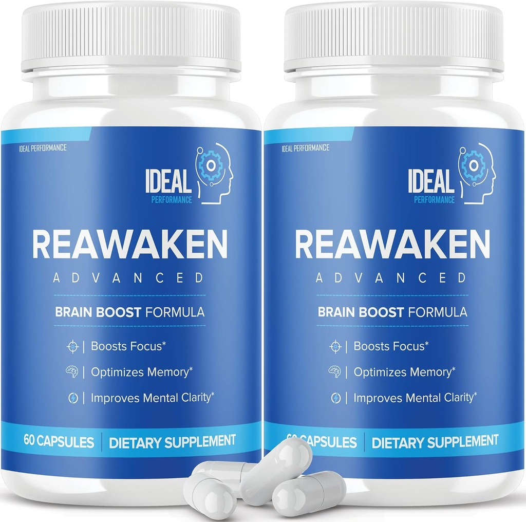Reawaken Brain Boost Supplément pour la formule avancée de mémoire (2 Pack - 120 Capsules)