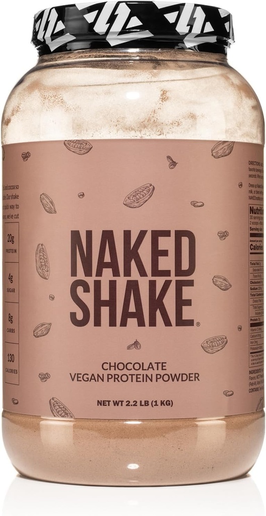 Naked Shake - Poudre de protéines de chocolat - Secouez les protéines à base de plantes avec l'huile de Mct, sans gluten, sans soja, sans gmos ou édulcorants artificiels - 30 portions