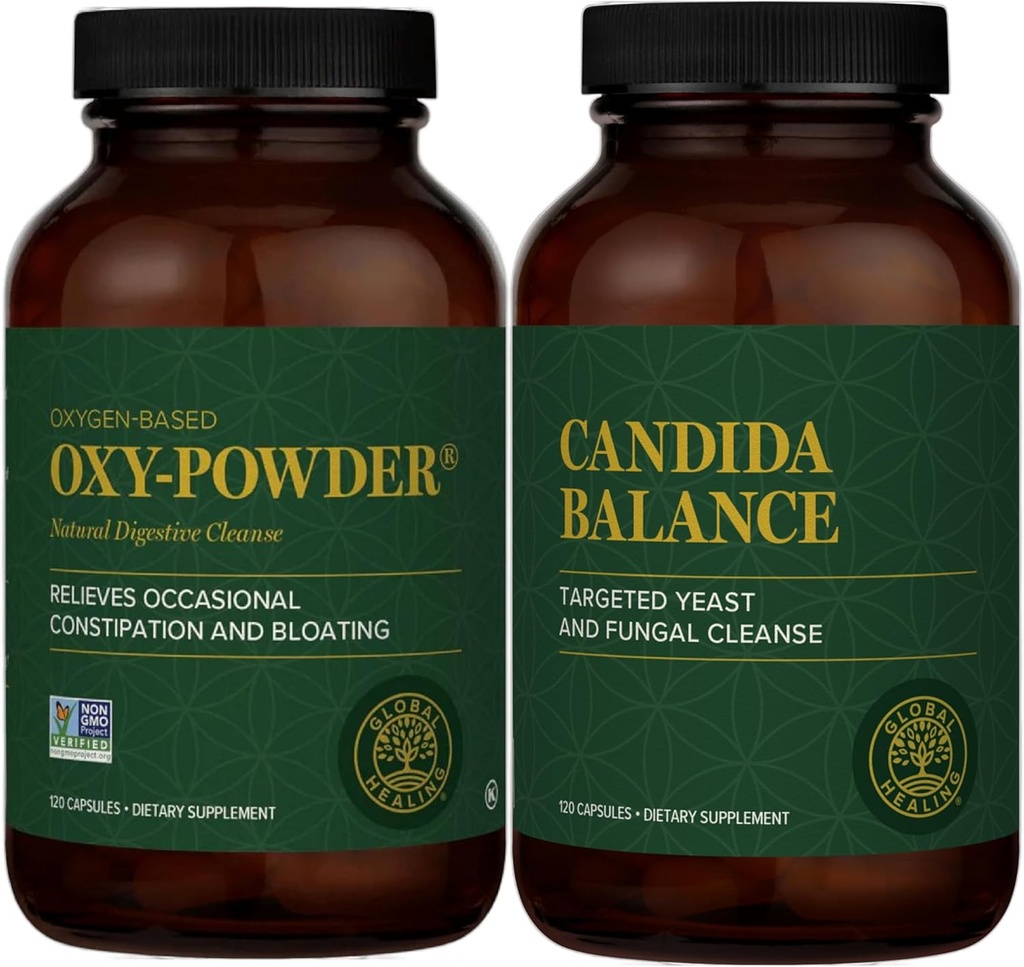 Global Healing Center - Oxy- Powder & Candida Cleanse Kit - Colon Cleanser et désintoxication pour le nettoyage naturel de Candida