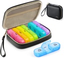 AUVON Weekly Pill Organizer 3 fois par jour, grande boîte à pilules 7 jours avec un sac en cuir PU, Protabel Travel Pill Cas Rappel de médicaments, Pill Box 3 fois par jour pour les vitamines, huiles de poisson, suppléments