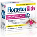 Supplément probiotique quotidien pour enfants Florastor, mélanges de poudre non aromatisés avec des aliments ou des boissons, utilisation avec des antibiotiques, Saccharomyces Boulardii CNCM I-745 (20 sachets), boîte de 2