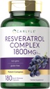 Carlyle Resveratrol Supplement 1800mg | 180 Capsules | Non-GMO & Gluten Free | Potent Complex