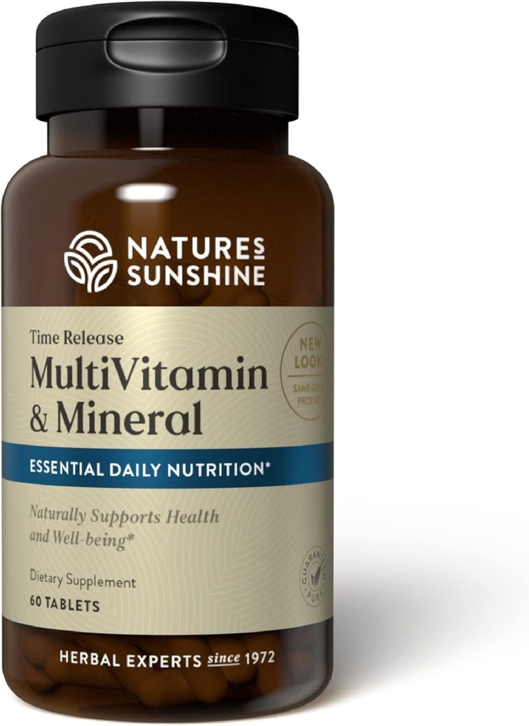Nature's Sunshine Multiple Vitamine and Minerals, Time Release, 60 Comprimés.