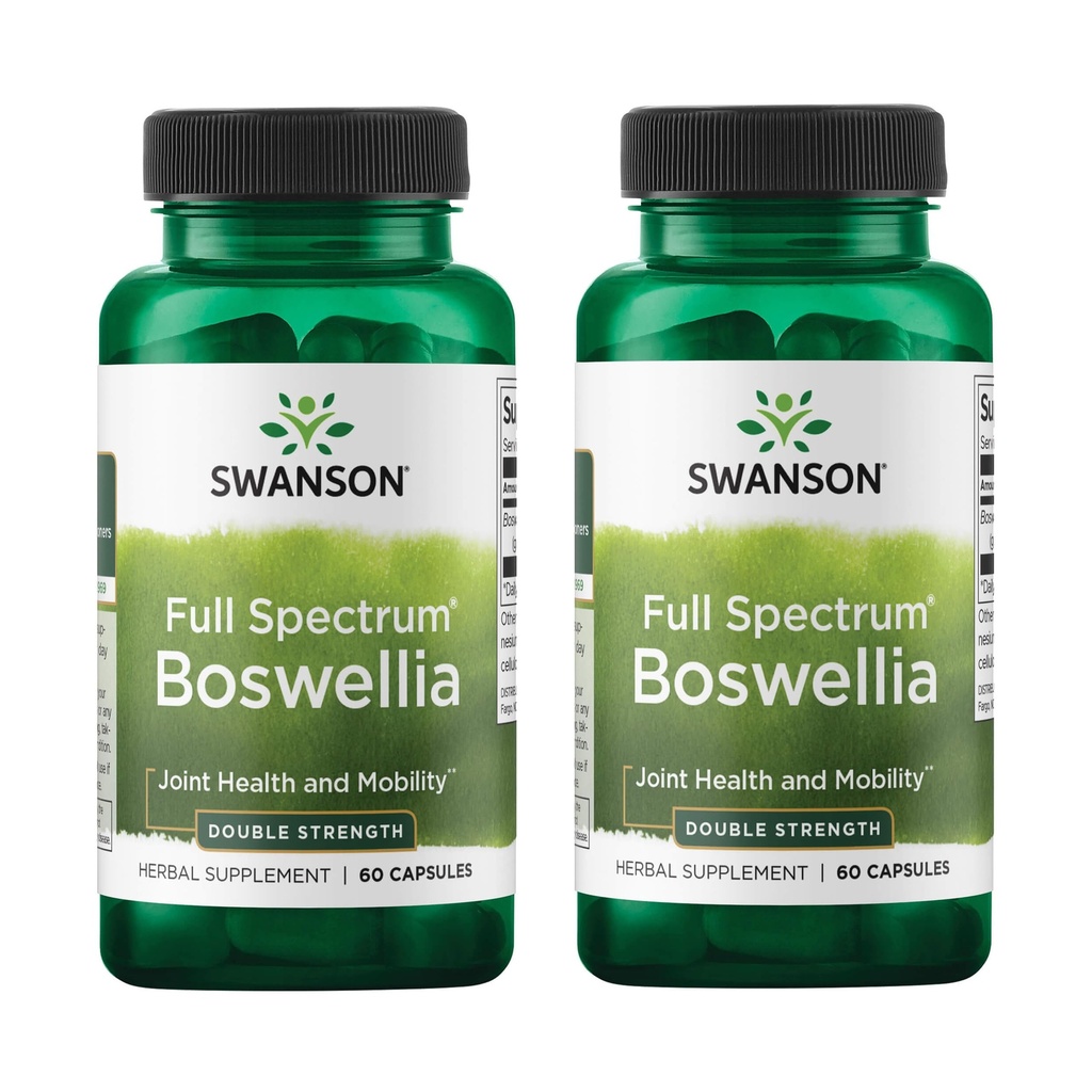 Swanson Double force Boswellia-Herbal Supplément Promouvoir le soutien conjoint-Ayurvedic Herb pour la flexibilité conjointe et le soutien de la mobilité-Fabriqué avec la résine Boswellia Serrata-(60 Capsules, 800mg Chaque) 2 Pack