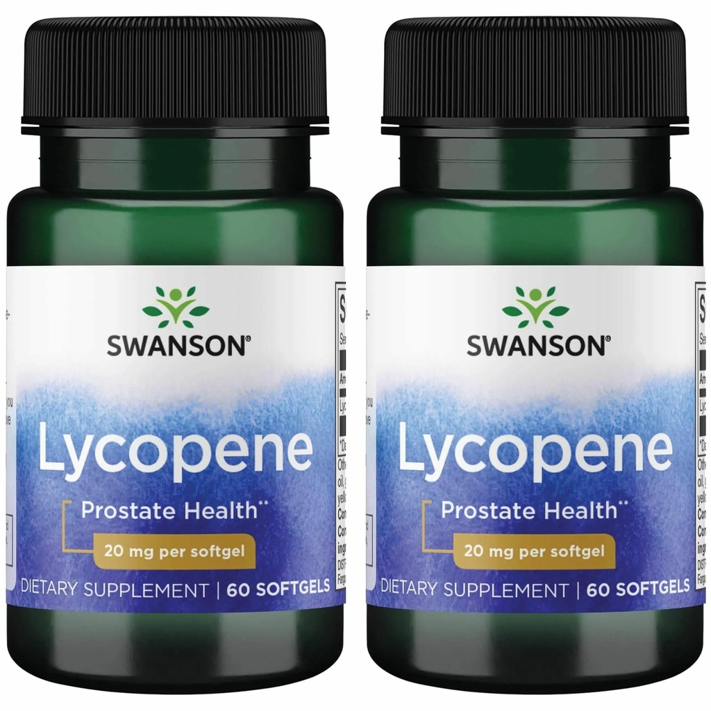 Swanson Lycopène - Supplément naturel Promouvoir la santé prostatique, la santé cardiaque et soutient la pression artérielle dans la gamme normale - Supplément santé pour hommes - (60 Softgels) 2 Pack