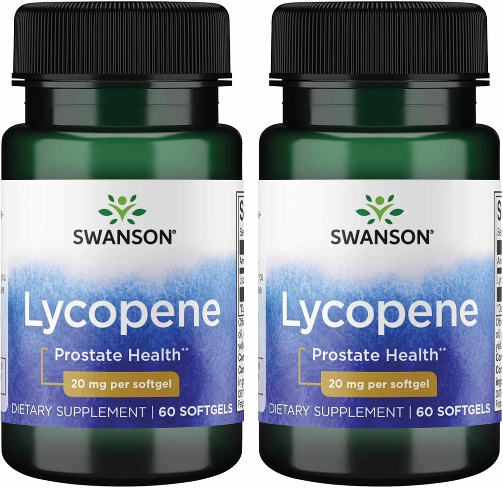 Swanson Lycopène - Supplément naturel Promouvoir la santé prostatique, la santé cardiaque et soutient la pression artérielle dans la gamme normale - Supplément santé pour hommes - (60 Softgels) 2 Pack