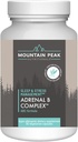 Complexe Adrénal B de Mountain Peak - Support Cortisol avec/Ashwagandha, Vitamine B6, B12 & C - Aide à soutenir les niveaux de stress - Supplément de soutien encodcrine et système nerveux (90 capsules végétariennes)