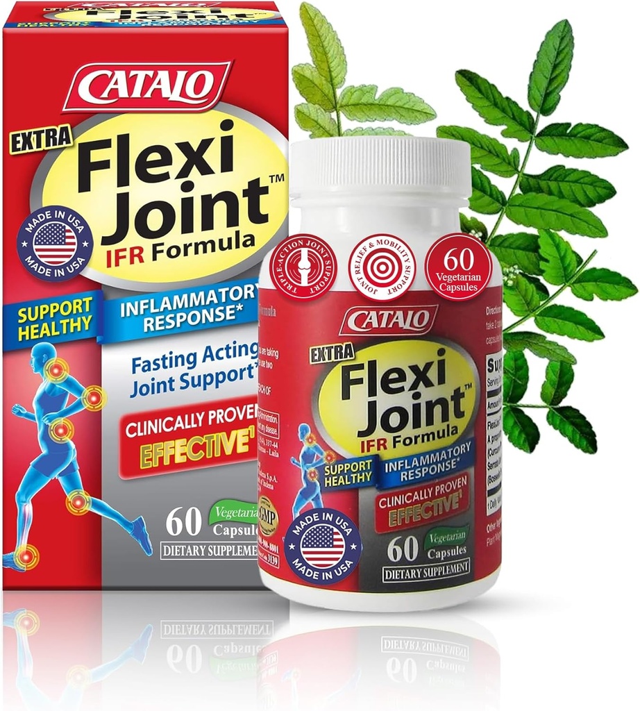 CATALO Extra FlexiJoint IFR Formula – with Meriva Turmeric Phytosome, ApresFlex & Casperome Boswellia – 60 Capsules
