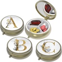 Petite boîte à pilules, étui pour la purse et la poche, 3 compartiments Cas de pilules de voyage entreposage des médicaments pour les vitamines, les pilules, l'huile de poisson et les boucles d'oreilles, Studs,Bronze-3Round(ABC)