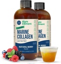 Collagène marin liquide (Hyaluronique et Biotine - Cheveux, peau et ongles sains - Fabriqué aux États-Unis - Berry naturel, 8,00 Fl Oz (2-Pack)