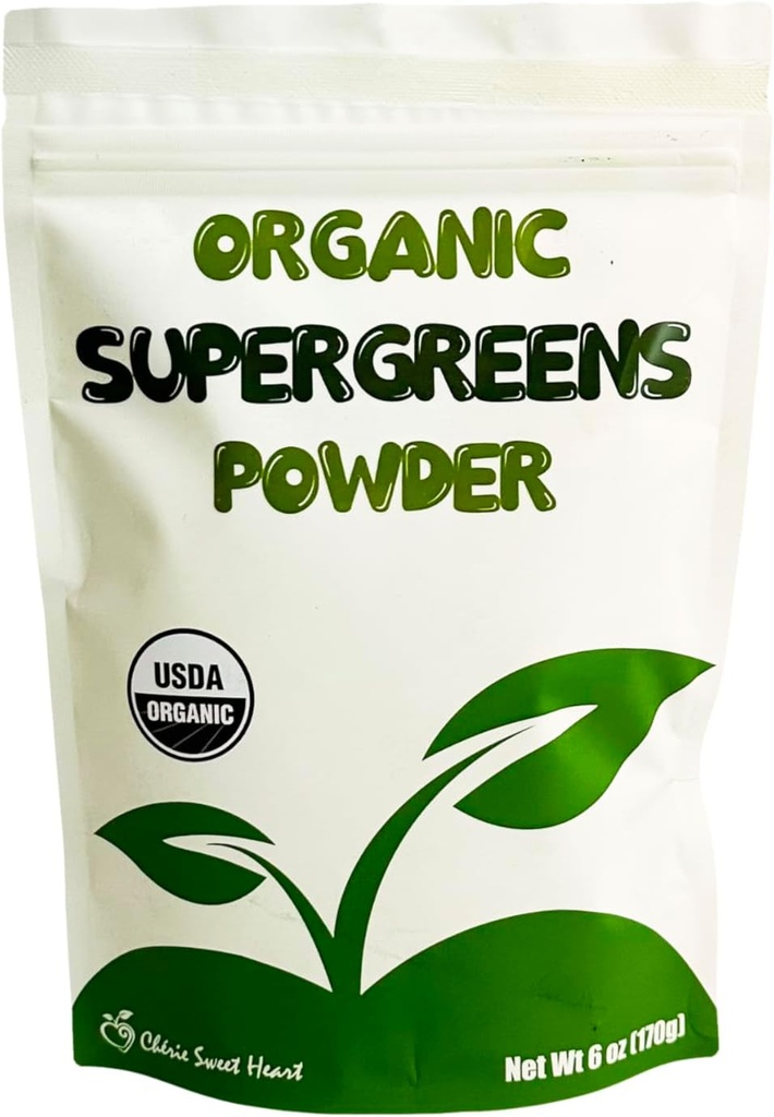 Cherie Sweet Heart Supergreens Poudre - Green Superfood - Bio Greens Poudre Super Greens - Smoothie Poudre - Superfood Poudre - Poudre de 6 oz Super Greens Poudre - 34 portions