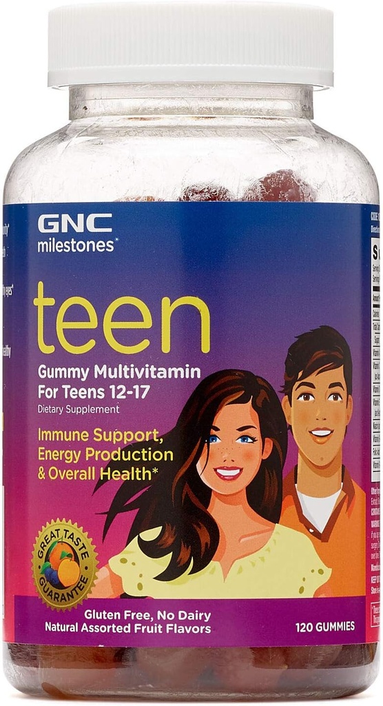 GNC Milestones Teen Gummy Multivitamin for Teens 12-17, 120 Gummies, Immune Support, Energy Production and Overall Health