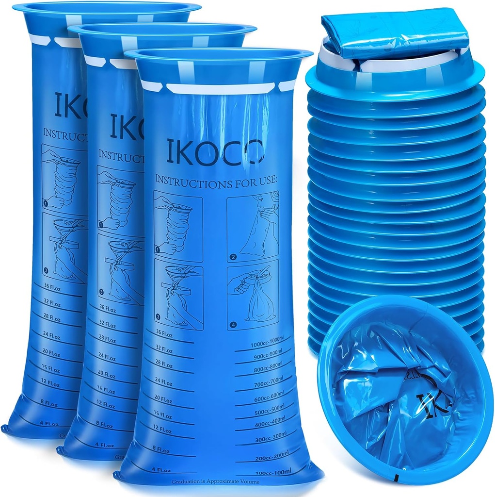 26 Pack Sacs de vomis jetables, IKOCO1000ml Sac de fuite résistant Emesis, Motion Barf Puke Maladie Sacs pour Voyage, Nausées et Voiture