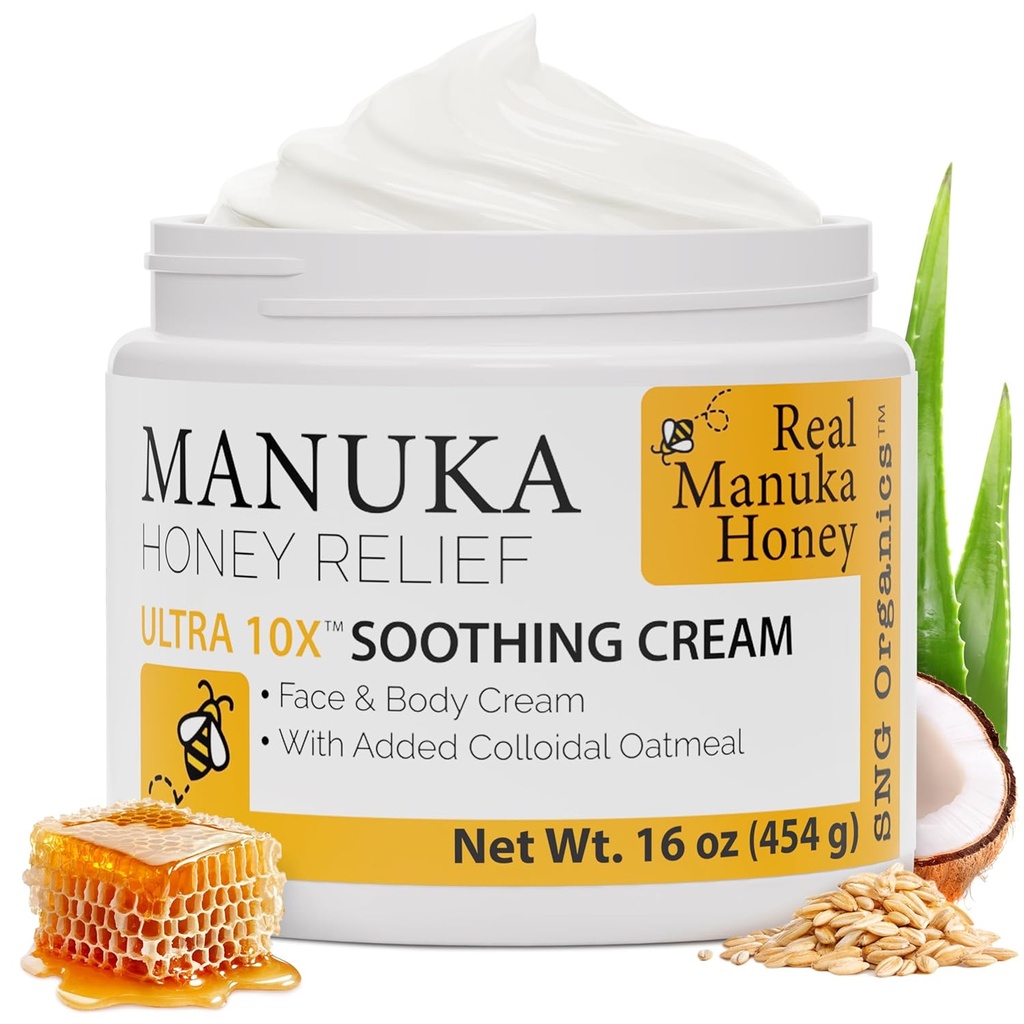 Crème de miel de Manuka (16oz) – Lotion hydratant pour tous les types de peau adapté aux enfants et aux adultes.