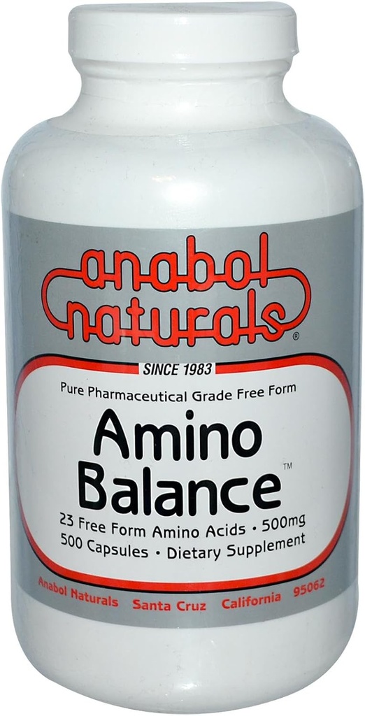 Amino Balance 500 capsules, supplément d'énergie Amino, formule complète 23 formule libre Amino Blend avec BCAA, 9 acides aminés essentiels EAA pour la nutrition sportive, récupération musculaire après entraînement