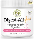 Probiotiques biologiques pour animaux de compagnie pour chiens avec enzymes digestives et fibre prébiotique - 4 Oz - Probiotiques quotidiens pour chats et chiens pour la santé digestive, anti-diarrhée et soutien de la Gut - Supplément naturel en poudre