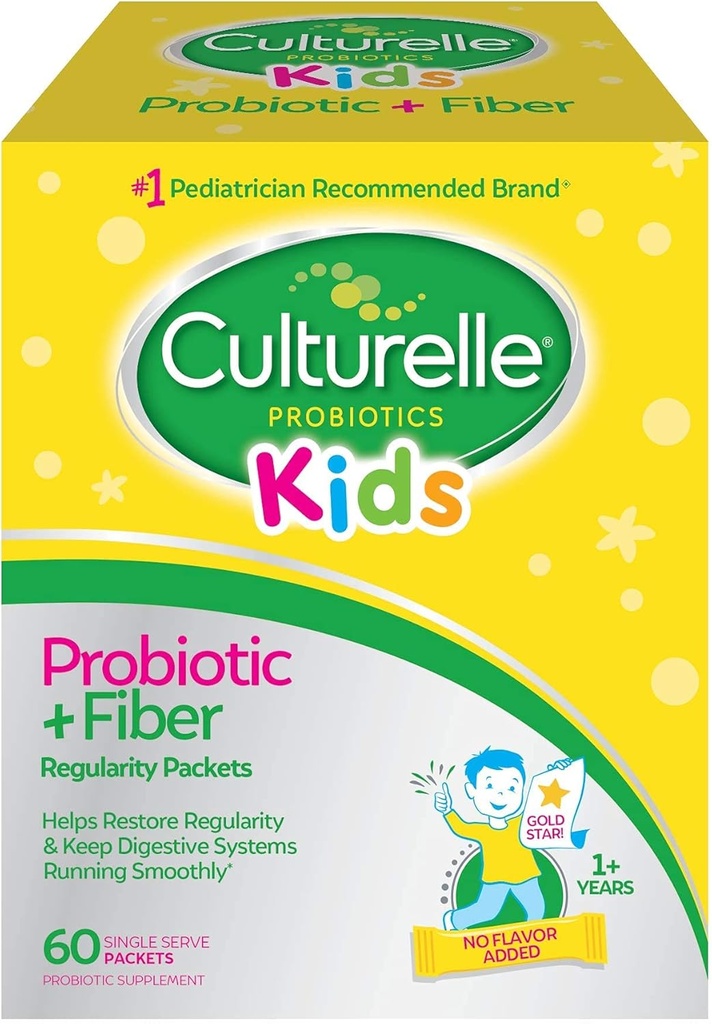Culturelle Kids Probiotic + Fibre Packets (Age 3+) - 60 Compte - Santé digestive et soutien immunitaire - aide à rétablir la régularité